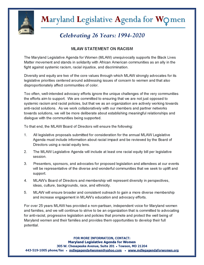 MLAW Statement on Racism